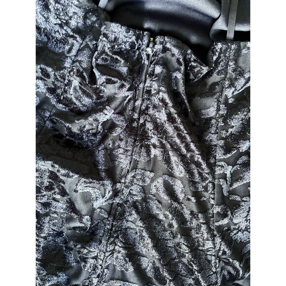 City Triangles WhimsiGoth Mini Dress Burnout Velvet Navy Blue Halter Top, A Line - Picture 6 of 10